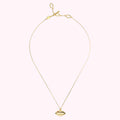 14K gold plated sterling silver necklace with solid lip pendant charm featuring a inset Ruby precious stone.