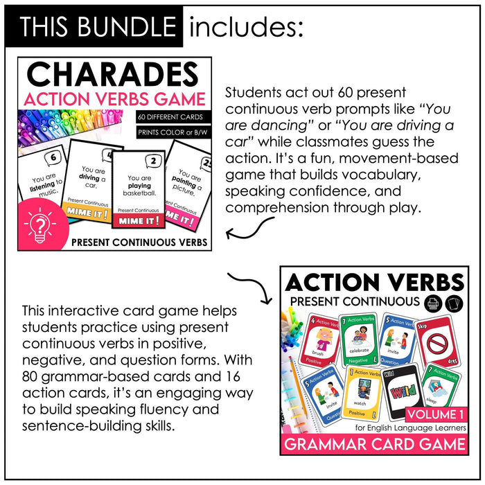 Action Verbs | Present Continuous Games | Activities | Worksheets | Lessons - Hot Chocolate Teachables