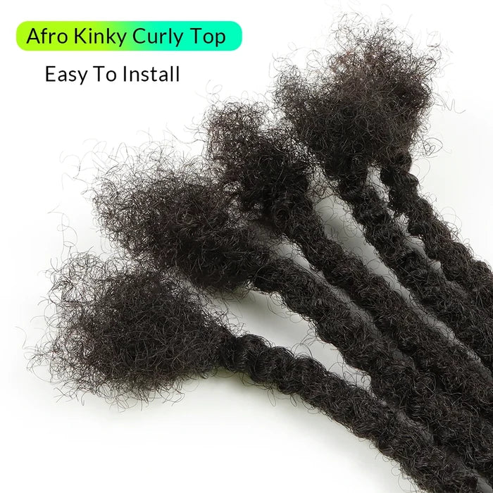 AHVAST 100% Human Hair Curly Ends Locs Texture Locs Dreadlocks Extensions Textured Coiled Tips Locs