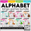 Alphabet Letter Bingo Games Bundle | Uppercase & Lowercase Letters - Hot Chocolate Teachables