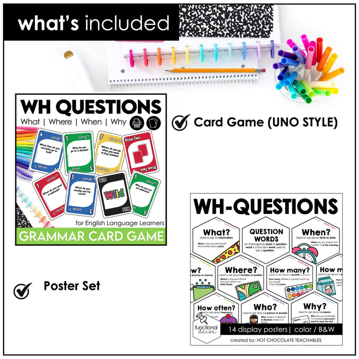 Answering WH Questions – Who, What, When, Where, Why Activities (Print & Digital, ESL) - Hot Chocolate Teachables