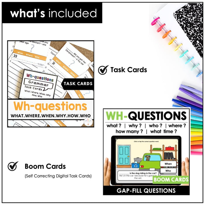 Answering WH Questions – Who, What, When, Where, Why Activities (Print & Digital, ESL) - Hot Chocolate Teachables