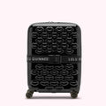 Black Lulu Guinness suitcase covered in black lips.