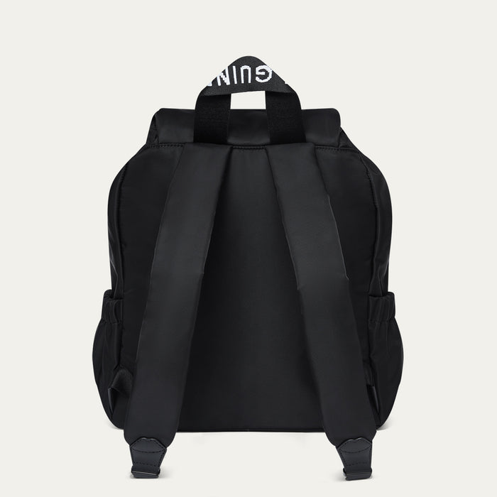 Black backpack on a white background