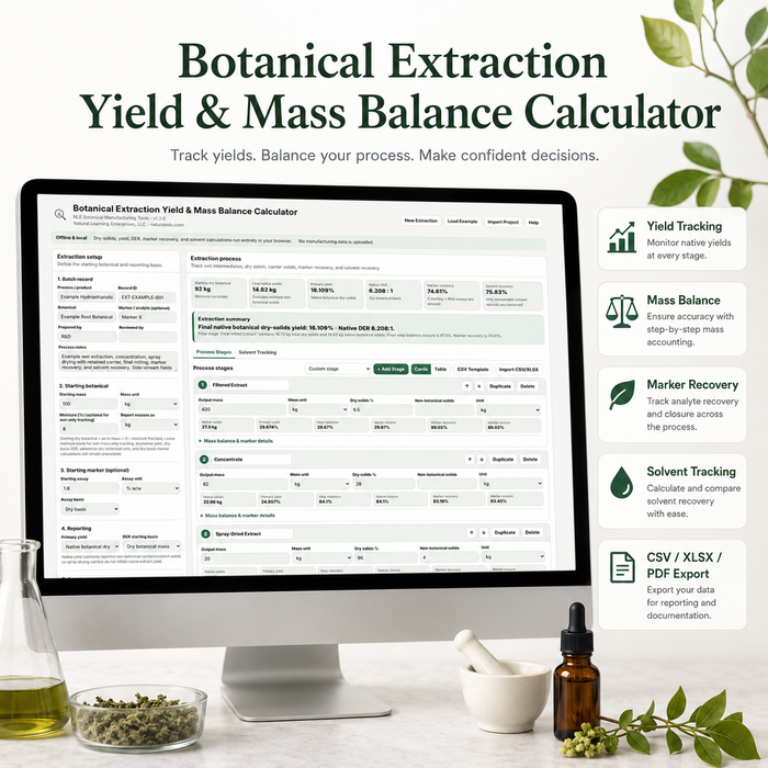 Botanical Extraction Yield Calculator
