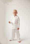 Boys All White Personalised Pearl Pyjamas - Long sleeve and Leg