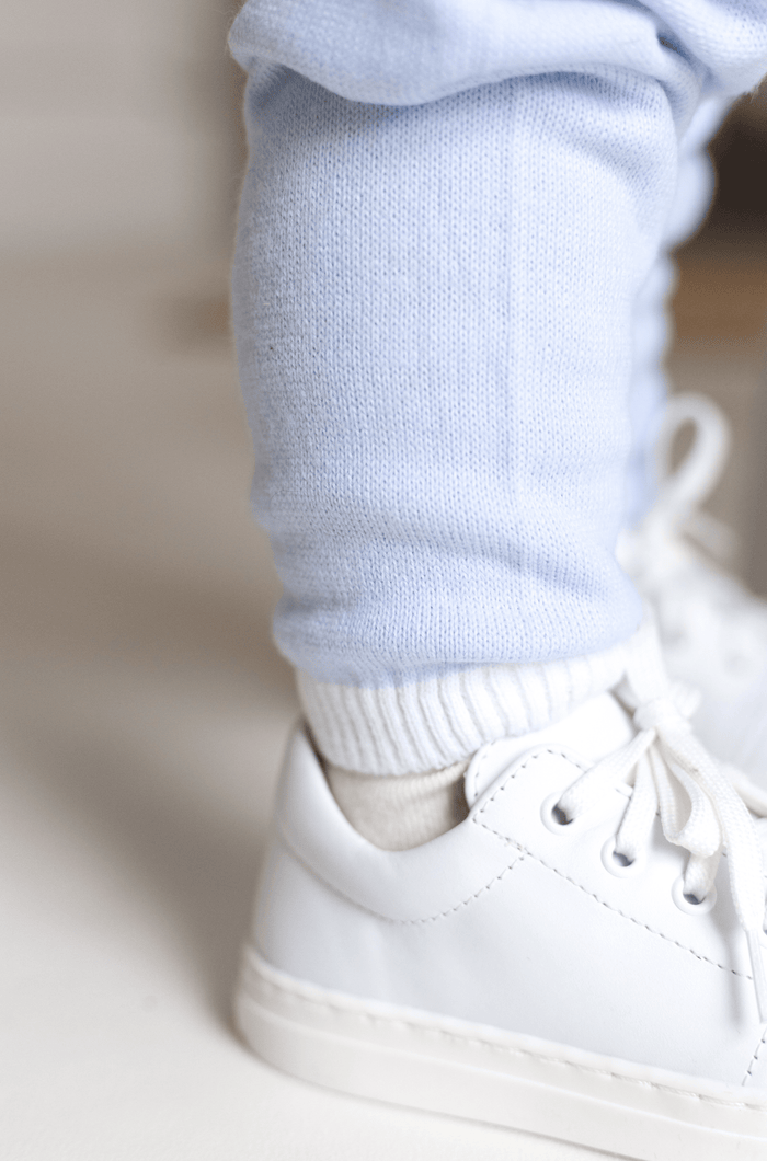Boys Baby Blue Knitted Tracksuit Trimmed With White