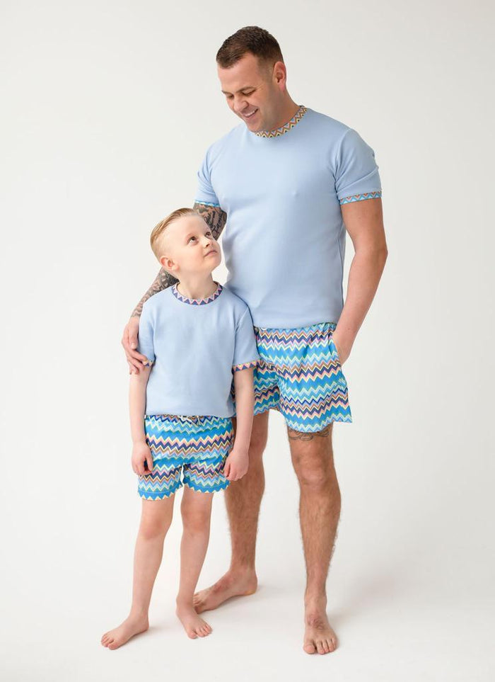 Boys Baby Blue Zig Zag Swimshorts