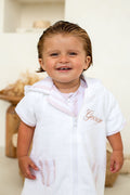 Boys Beige Stripe Towelling Coverup