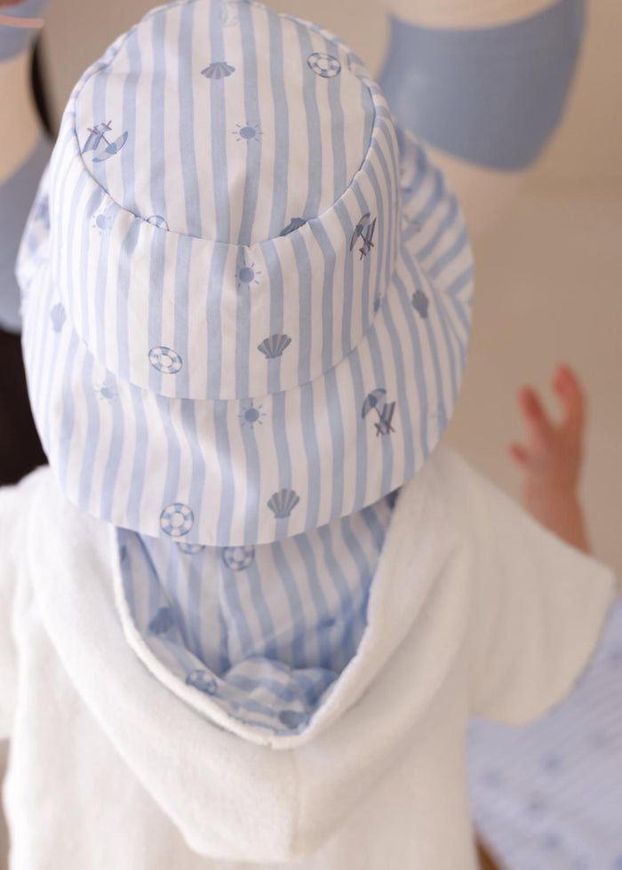 Boys Blue Personalised Beach Bebé Bucket Hat