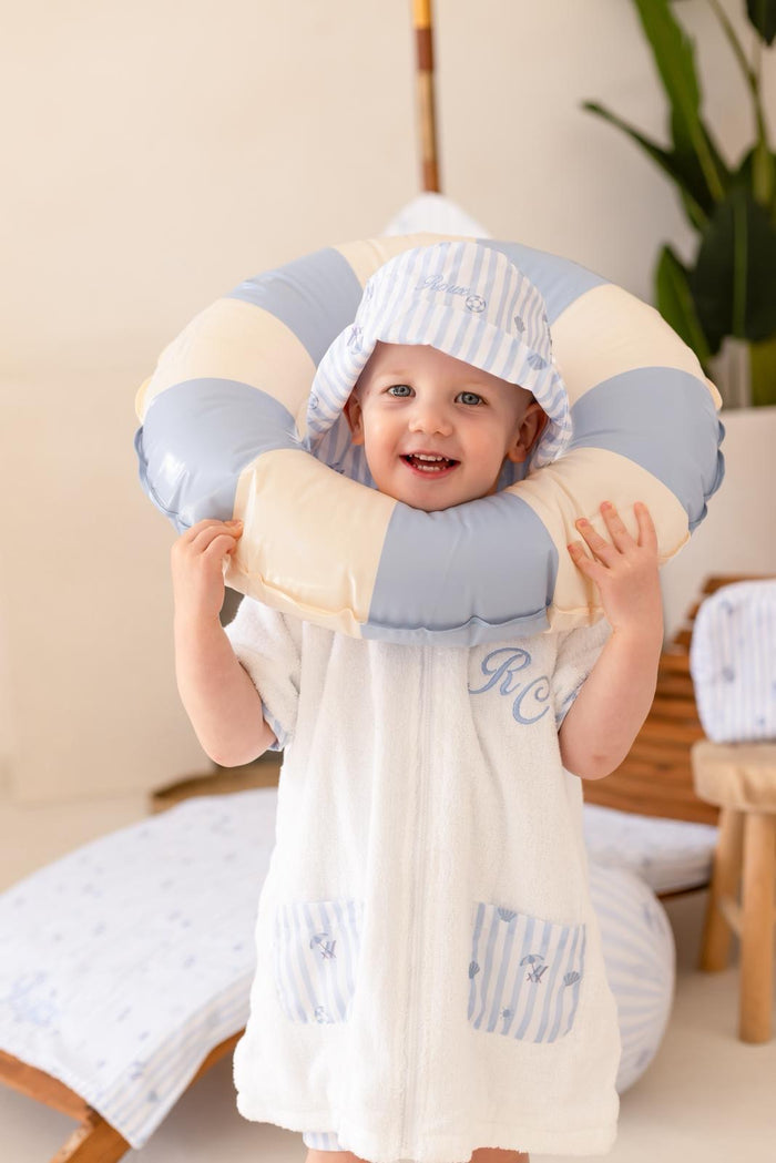 Boys Blue Personalised Beach Bebé Bucket Hat