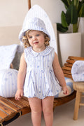 Boys Blue Personalised Beach Bebé Romper