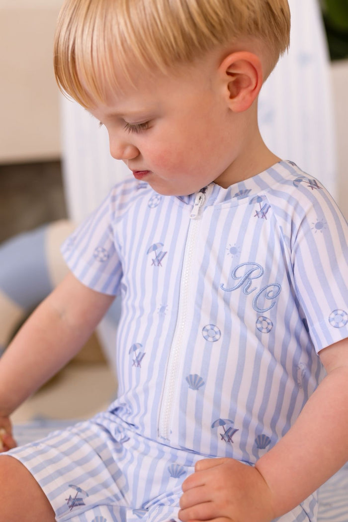 Boys Blue Personalised Beach Bebé Swimsuit