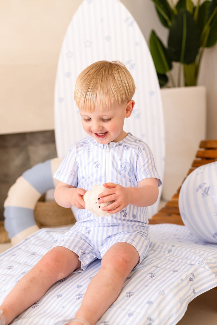 Boys Blue Personalised Beach Bebé Swimsuit