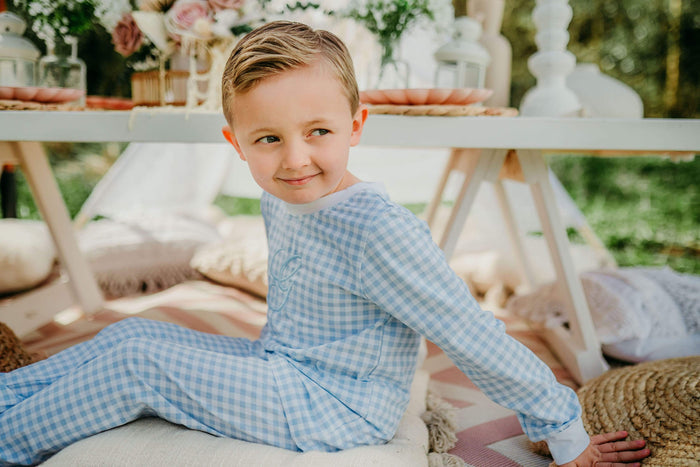 Boys Blue Personalised Gingham Dreams Set