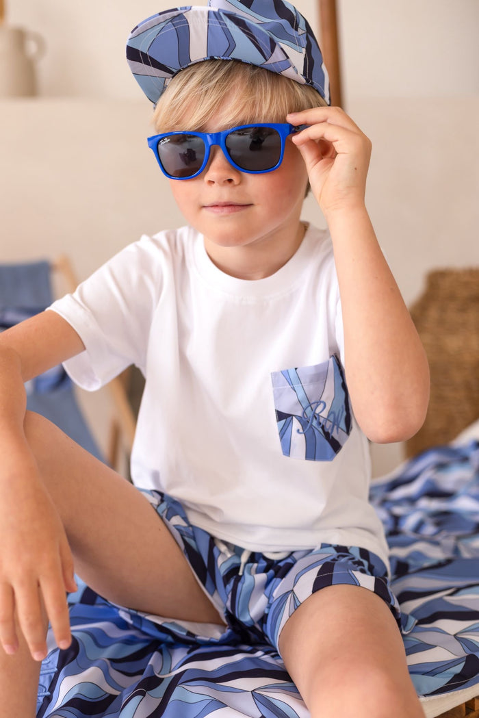 Boys Blue Personalised Riviera Muse Pocket T-Shirt