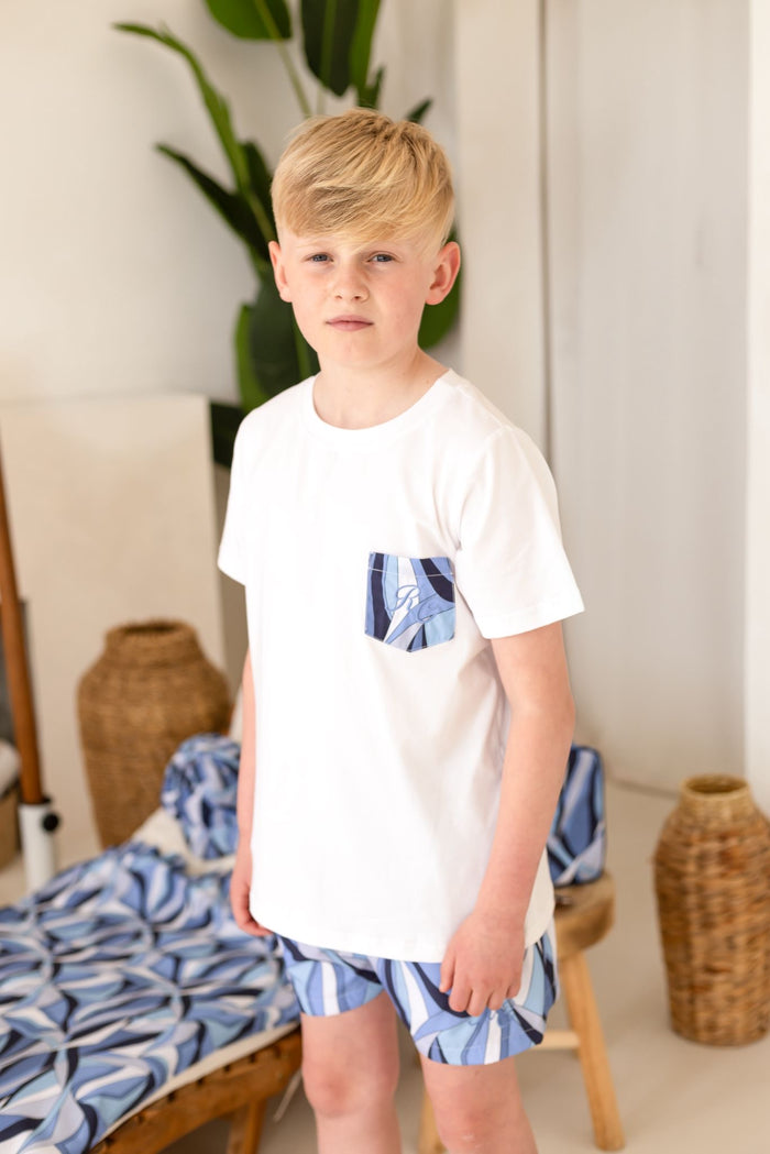 Boys Blue Personalised Riviera Muse Pocket T-Shirt