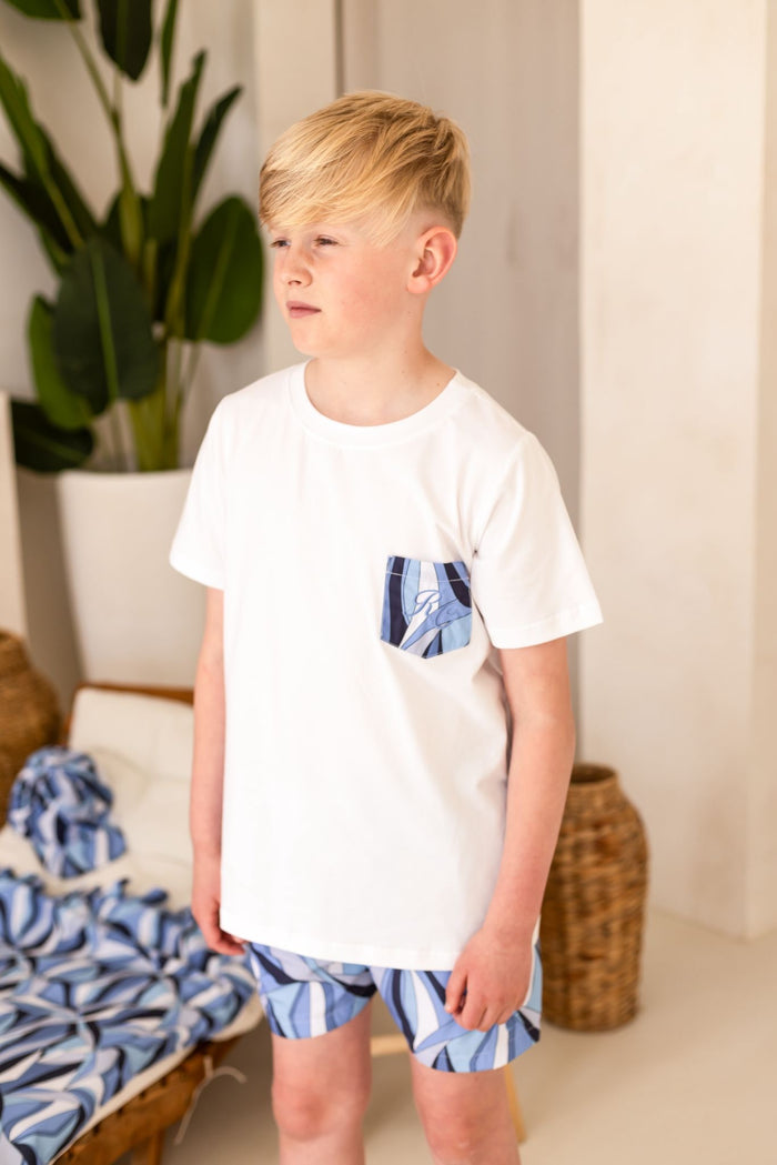 Boys Blue Personalised Riviera Muse Pocket T-Shirt
