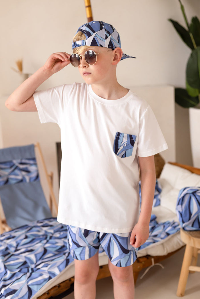 Boys Blue Personalised Riviera Muse Pocket T-Shirt
