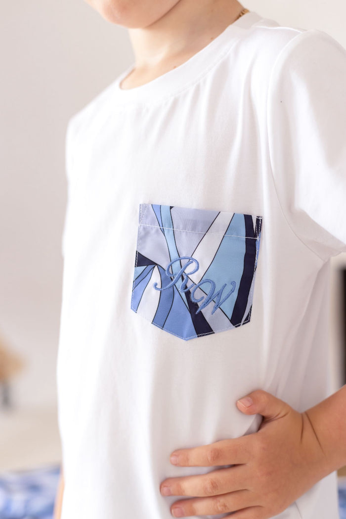 Boys Blue Personalised Riviera Muse Pocket T-Shirt