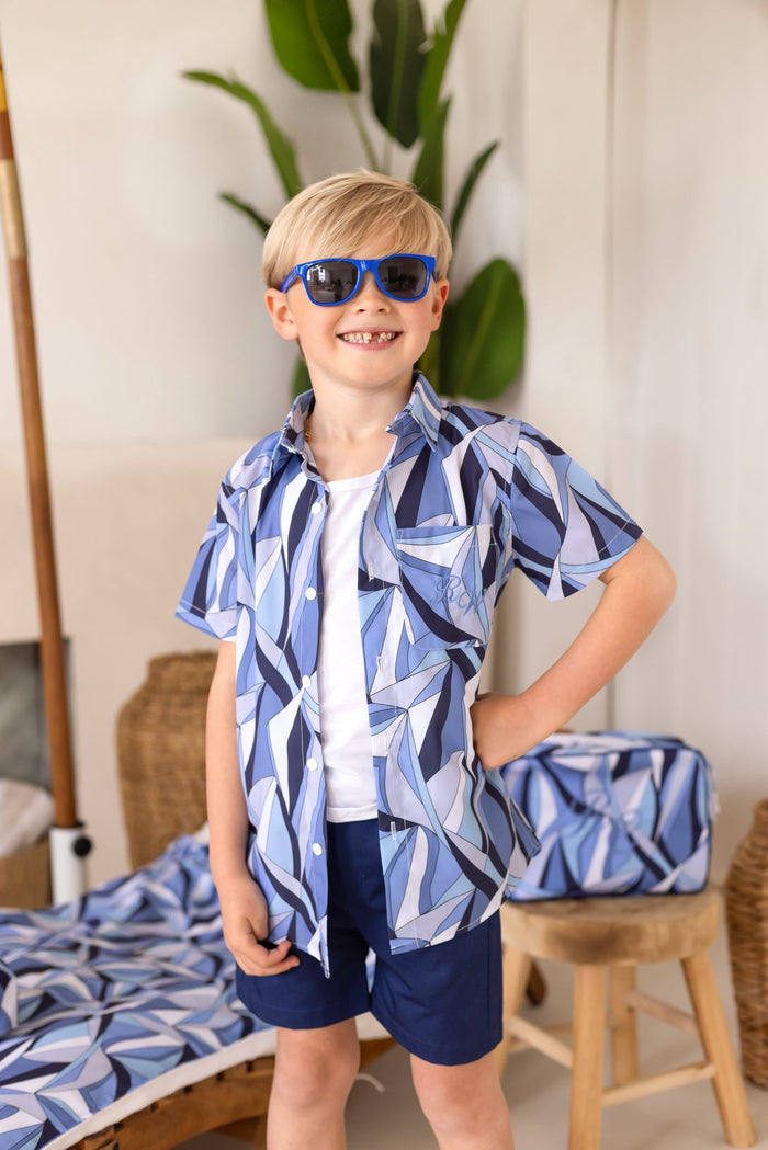 Boys Blue Personalised Riviera Muse Shirt and Short Set