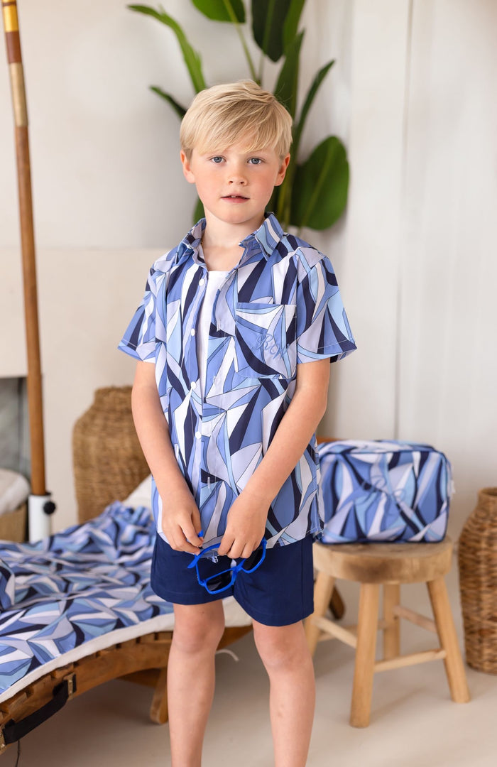 Boys Blue Personalised Riviera Muse Shirt and Short Set