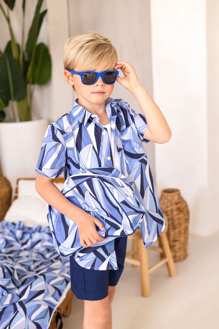 Boys Blue Personalised Riviera Muse Shirt and Short Set