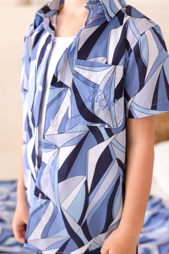 Boys Blue Personalised Riviera Muse Shirt and Short Set