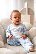 Boys Blue Personalised Stripe Hot Air Balloon Pyjamas