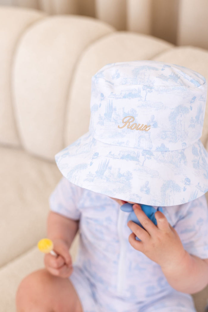 Boys Blue Toile Bucket Hat