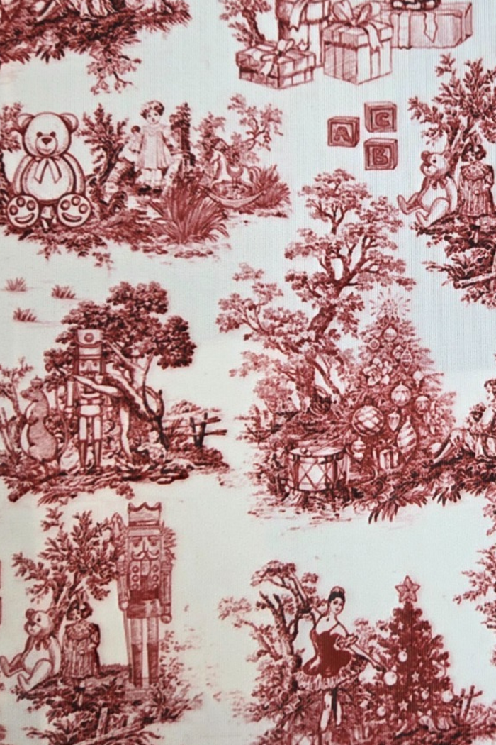 Boys Burgundy Teddy Toile Cord Bib
