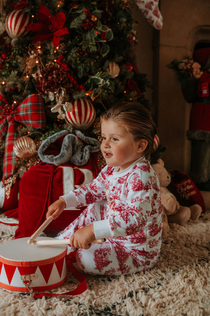 Boys Burgundy Teddy Toile Pyjamas