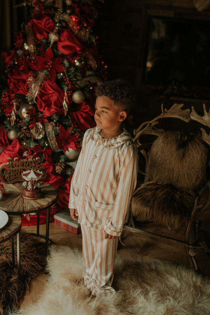 Boys Cream Stripe Pearl Pyjamas