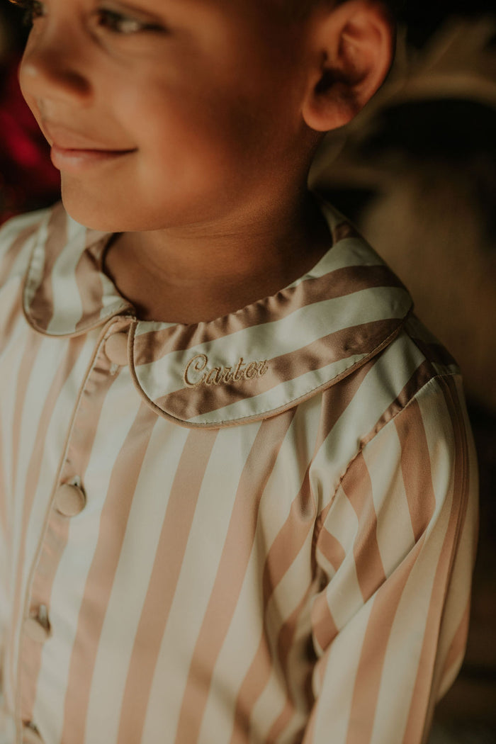 Boys Cream Stripe Pearl Pyjamas