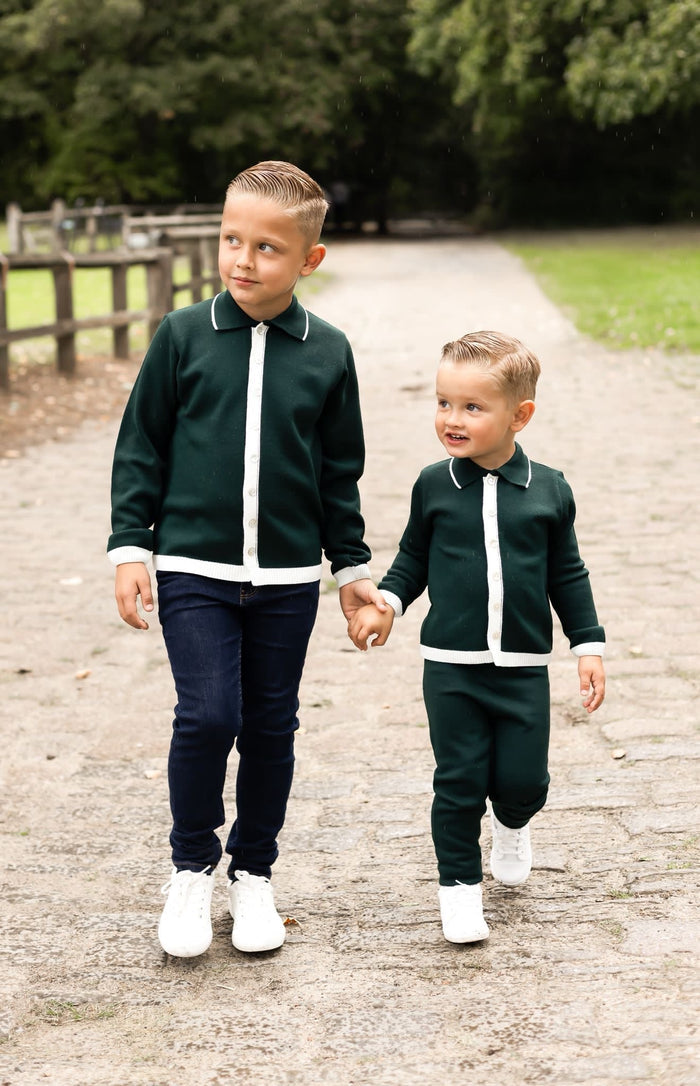 Boys Emerald Knitted Button Down Top
