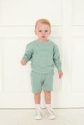Boys Green Personalised Est Sweater and Short Set