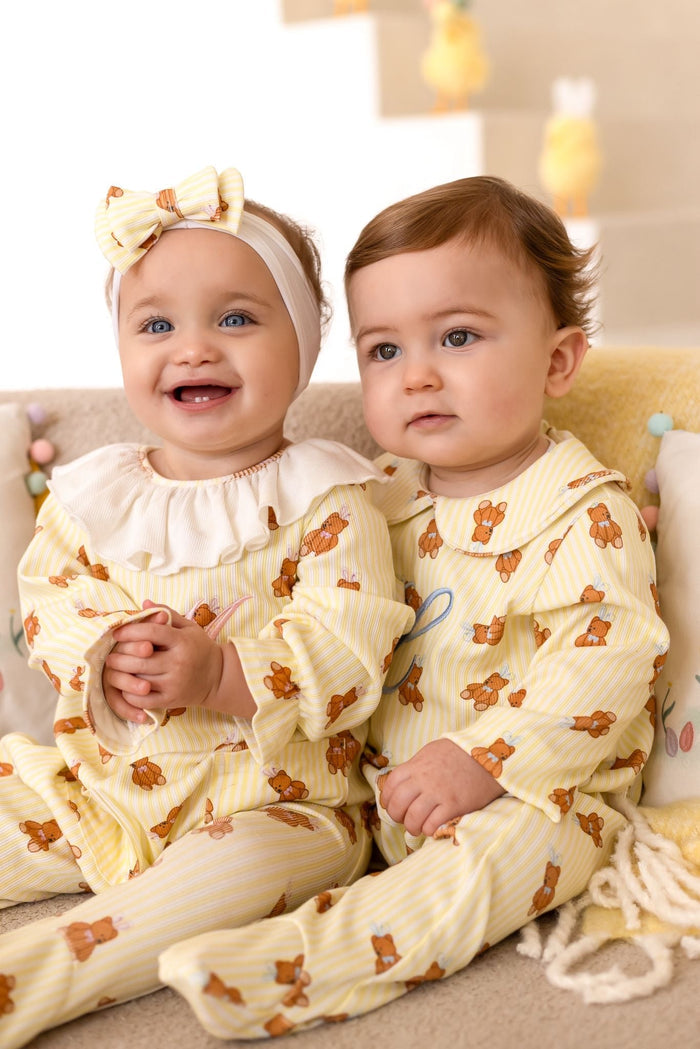 Boys Lemon Roux Bear Babygrow