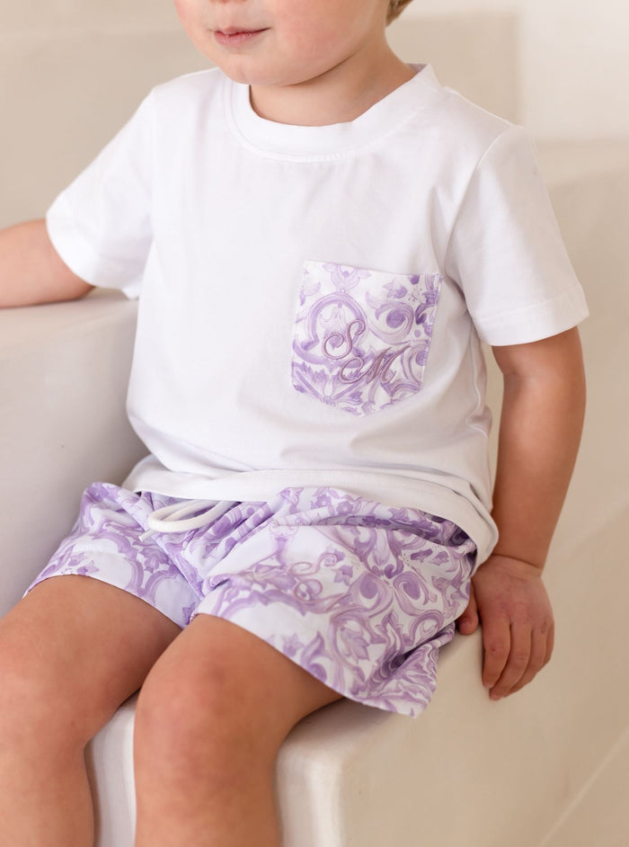 Boys Lilac Personalised Capri Pocket T-Shirt
