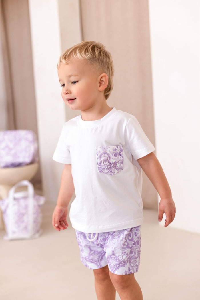 Boys Lilac Personalised Capri Swim Shorts