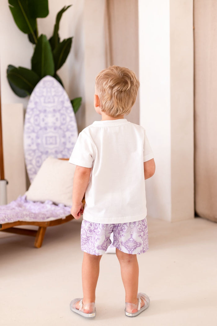 Boys Lilac Personalised Capri Swim Shorts