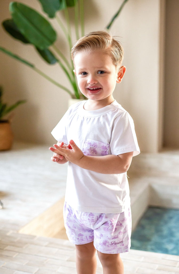 Boys Lilac Toile Pocket T-Shirt