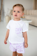 Boys Lilac Toile Pocket T-Shirt