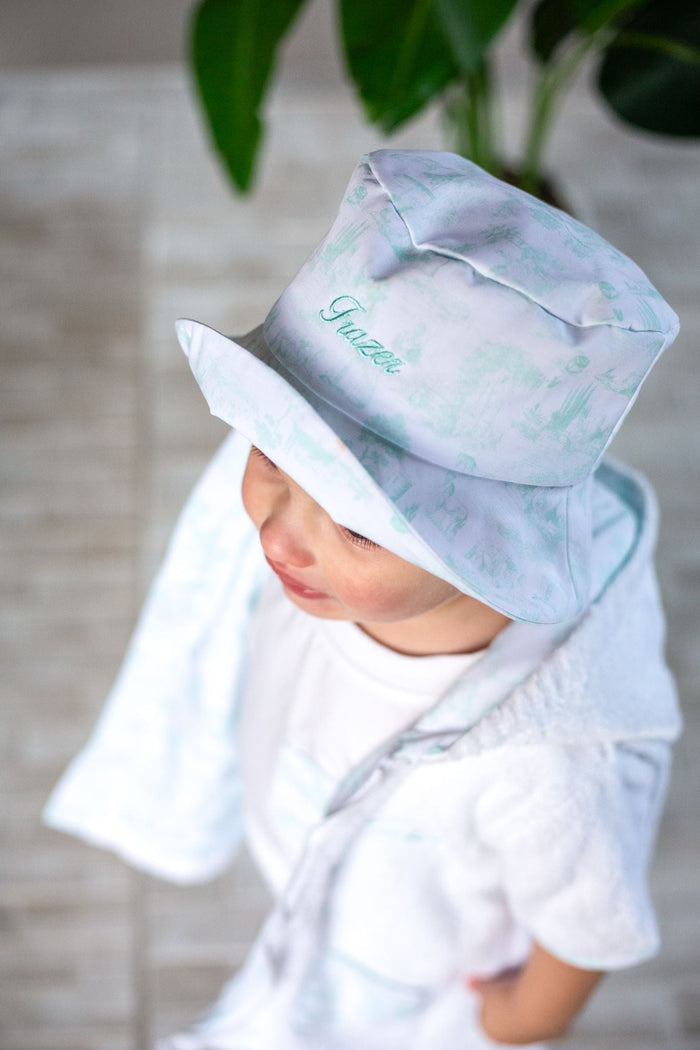 Boys Mint Toile Bucket Hat