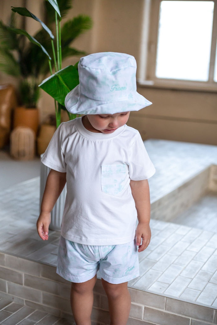 Boys Mint Toile Bucket Hat
