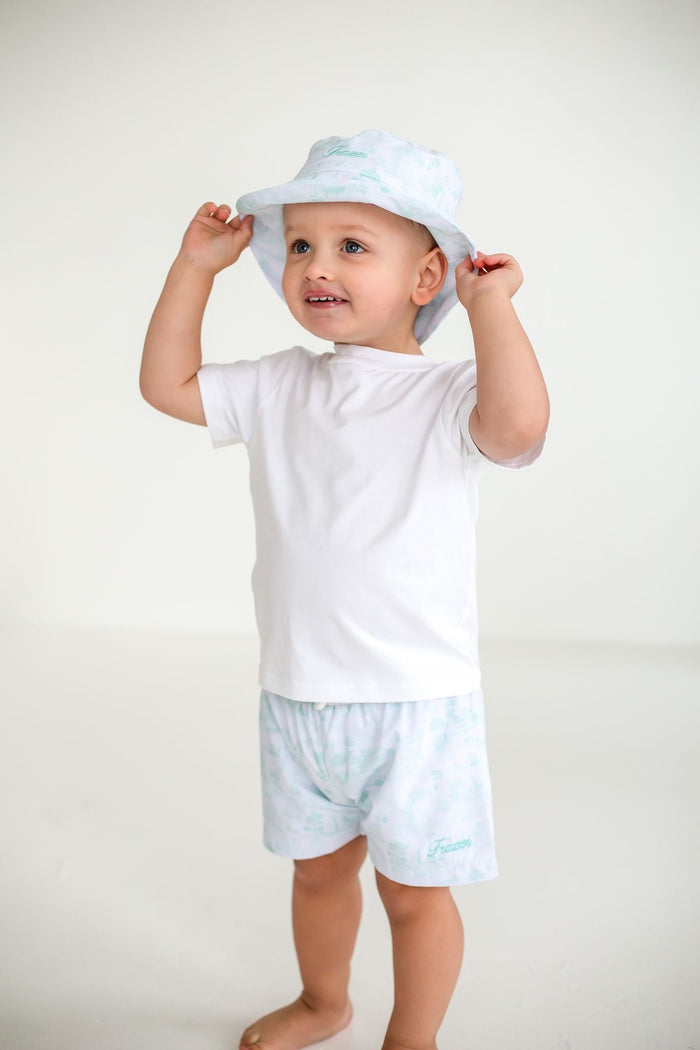 Boys Mint Toile Swimshorts