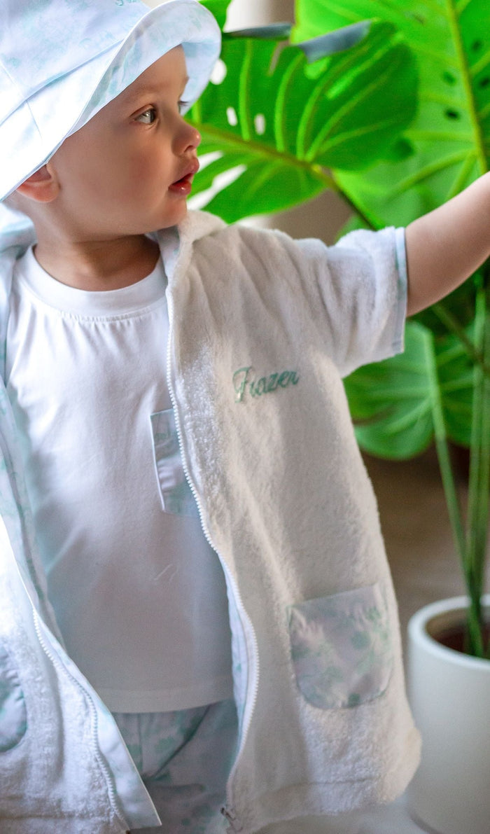 Boys Mint Toile Towelling Coverup