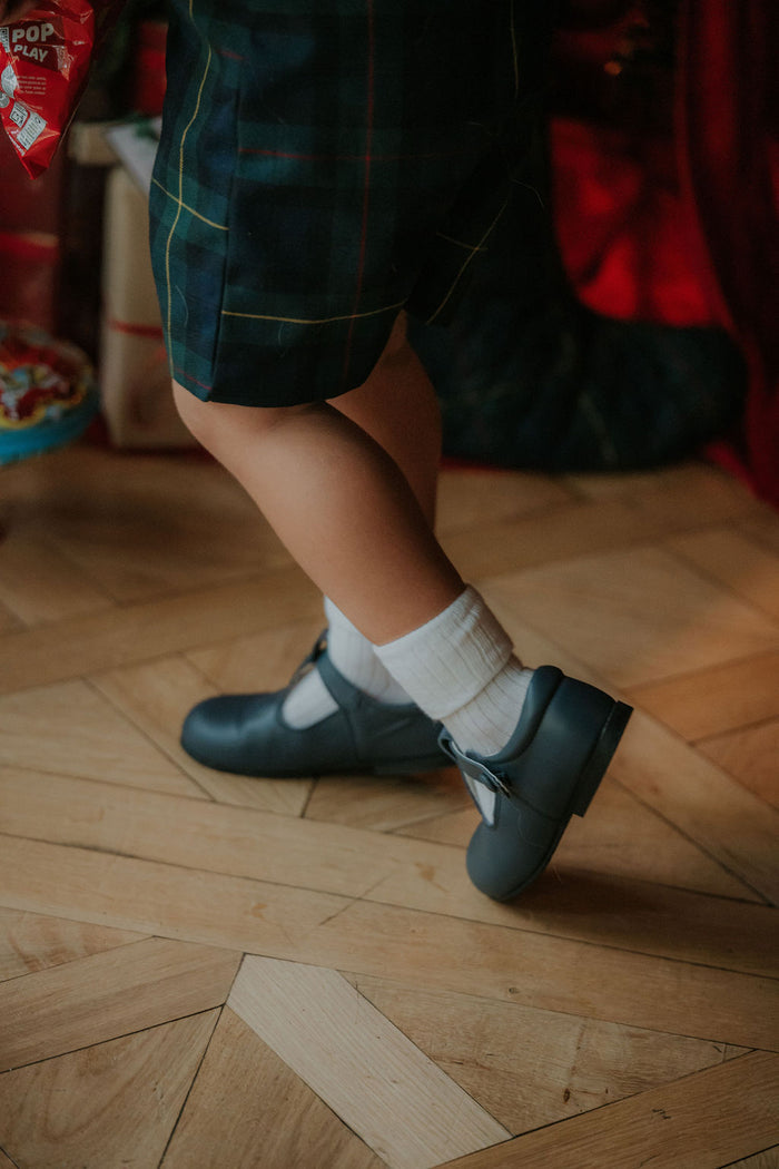 Boys Navy Button Detail Shoe