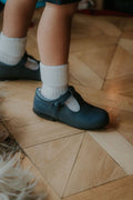 Boys Navy Button Detail Shoe
