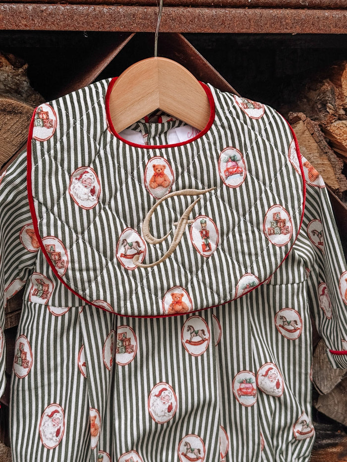 Boys Personalised Emerald Vintage Noelle Corduroy Bib