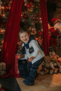 Boys Personalised Shirt and Royal Navy Tartan Trouser Set
